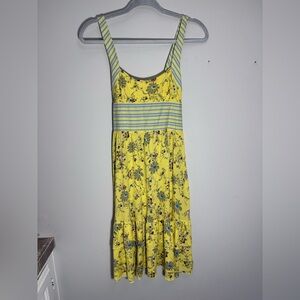 Free People Yellow and Gray Floral Dress